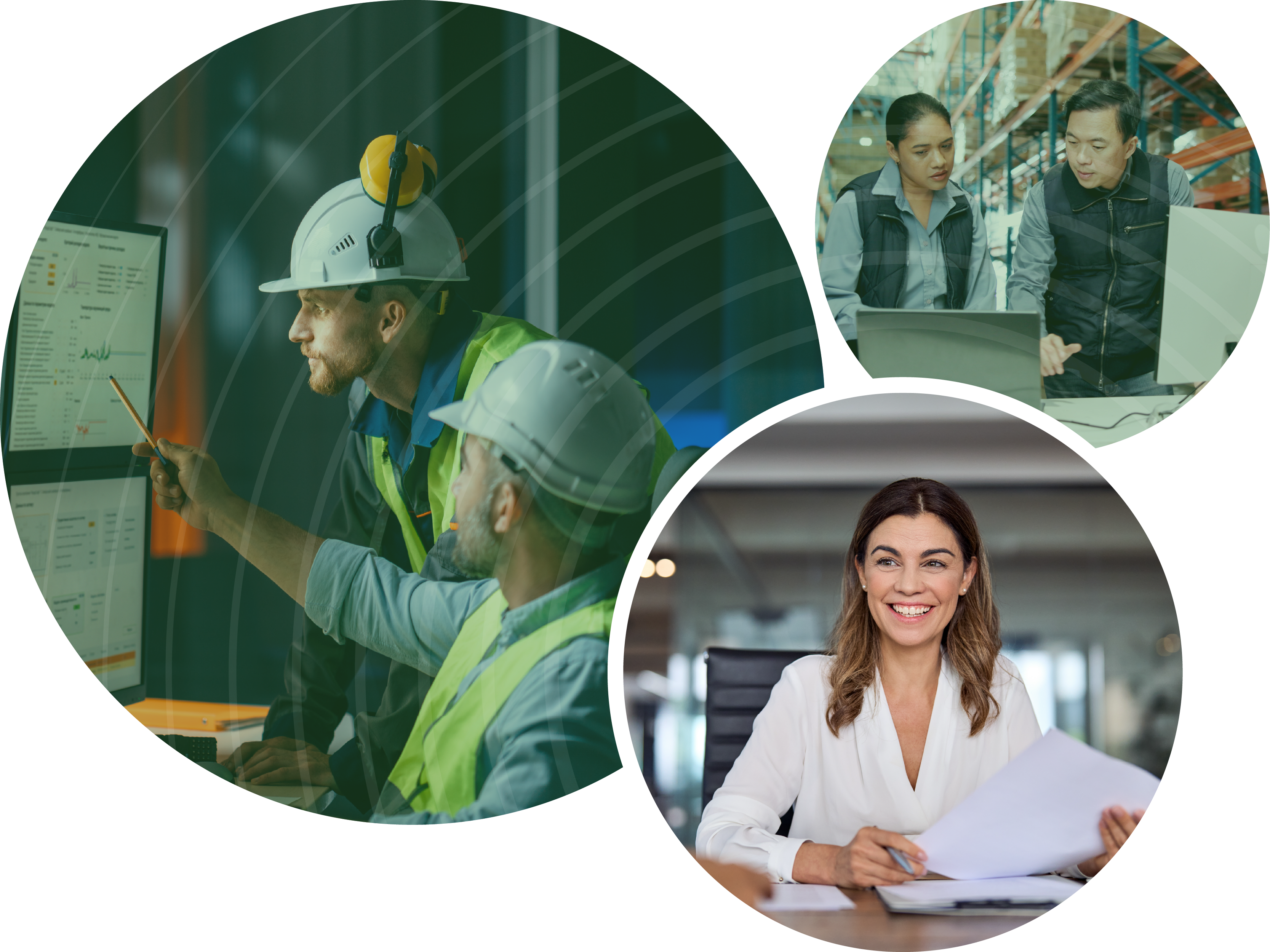 Circular collage of multiple types of industries we serve