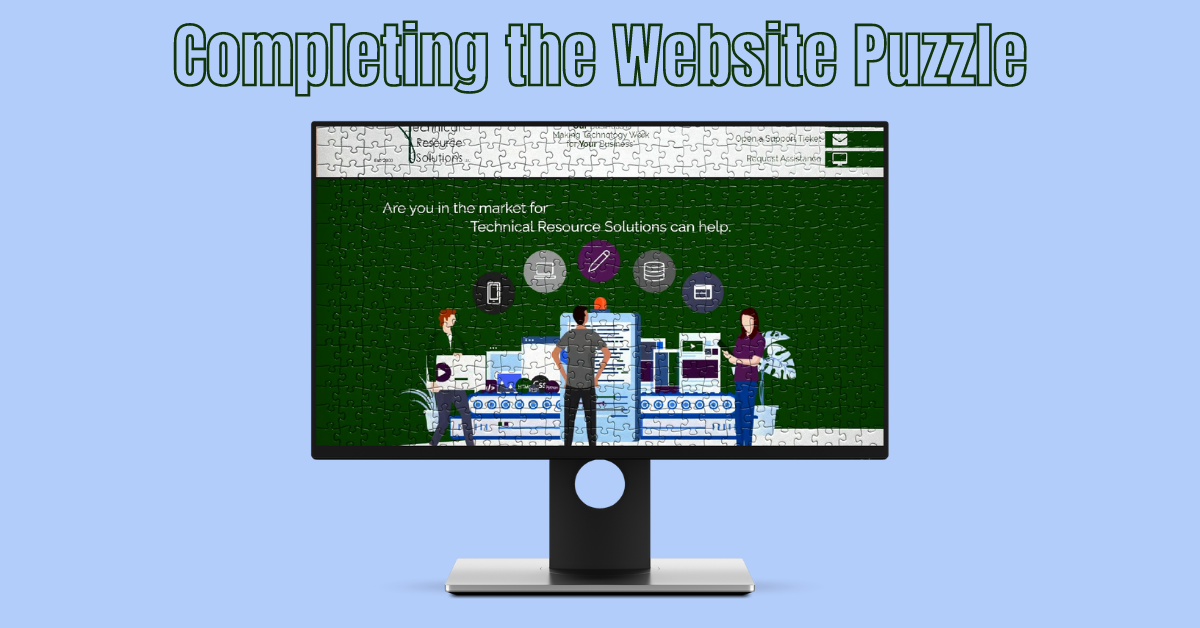 Technical Resource Solutions website in puzzle pieces with words that say 